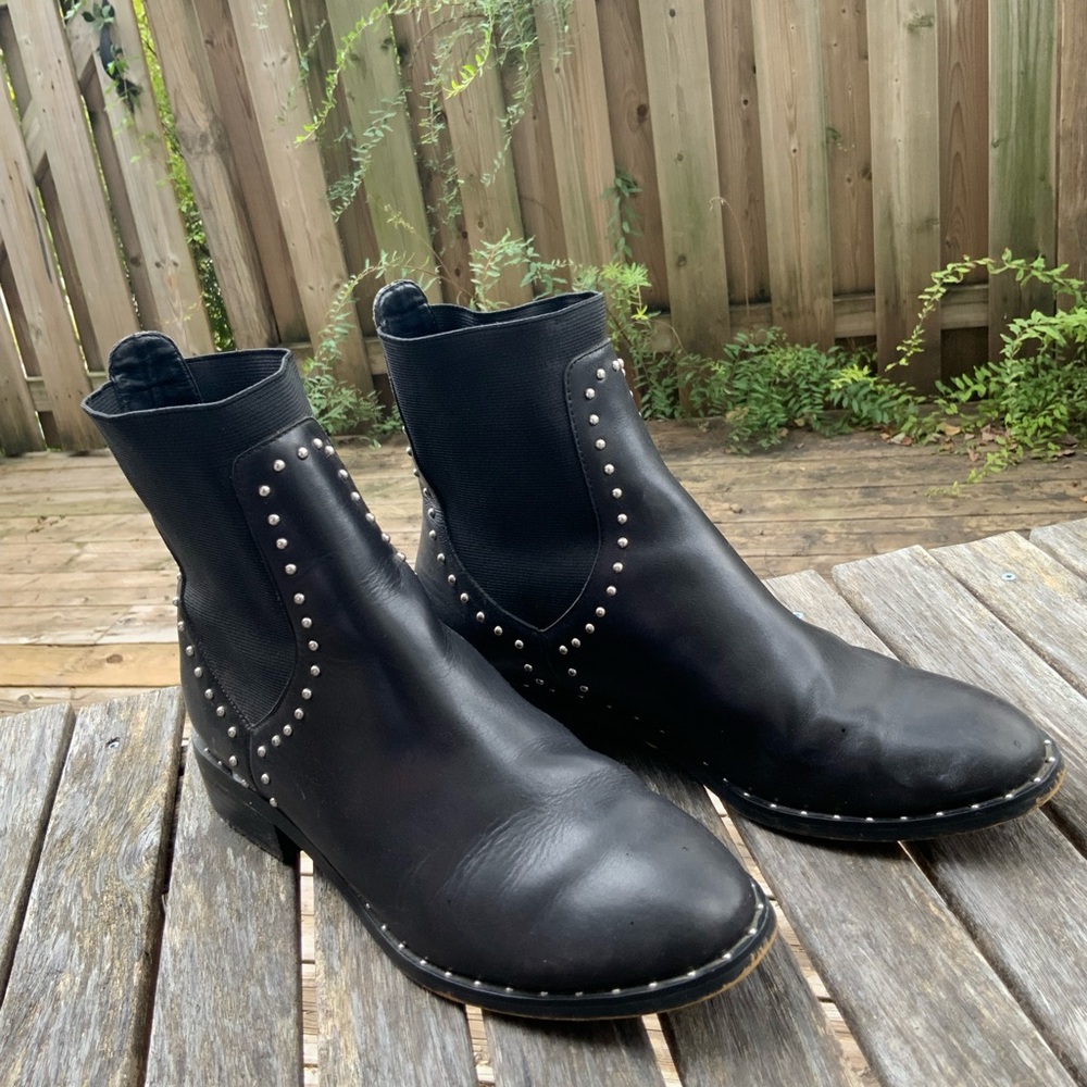 Cute black leather booties